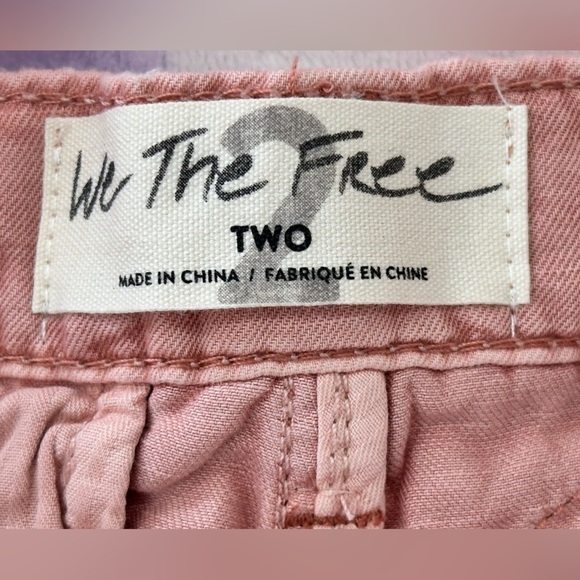 Free People Utility Harem Linen Bermuda Jean Shorts Bohemian Braided Rose Pink 2 - Picture 11 of 15